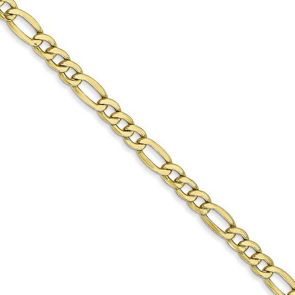 10k Yellow Gold 3.5mm Hollow Figaro Chain Necklace 22 Inch